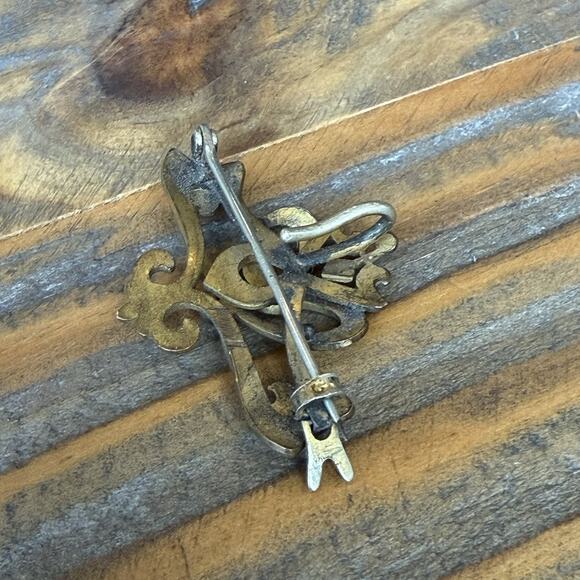 Antique Victorian Signed C.T. Gold Filled Fleur De Lis Floral Watch Pin Brooch - Picture 4 of 7